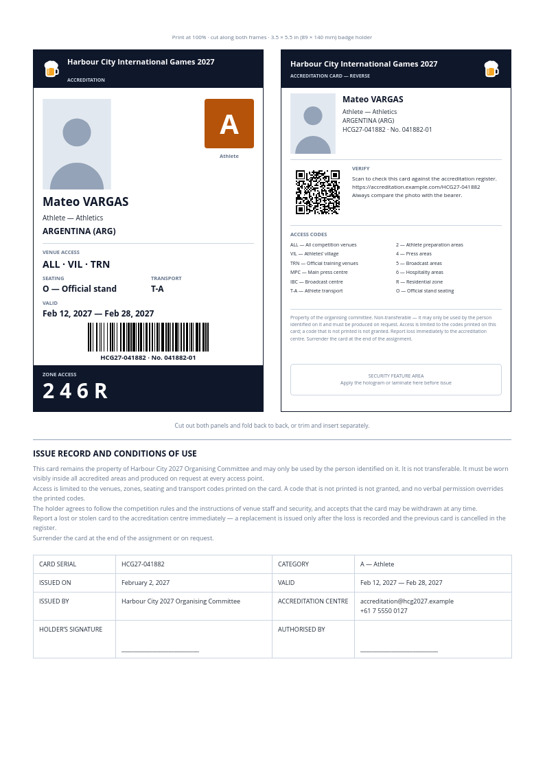 Event Accreditation Card