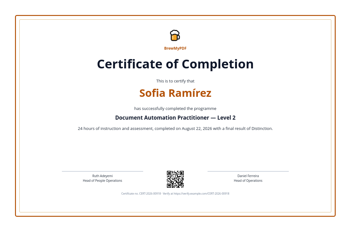 Certificate of Completion