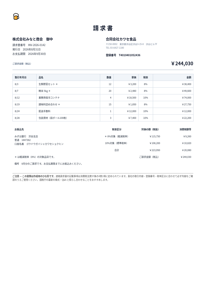 適格請求書 — Japanese Qualified Invoice
