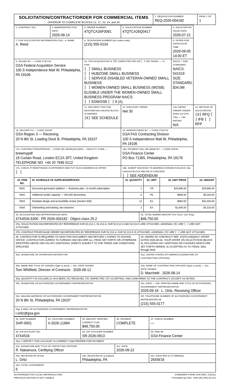 SF-1449 — Order for Commercial Items